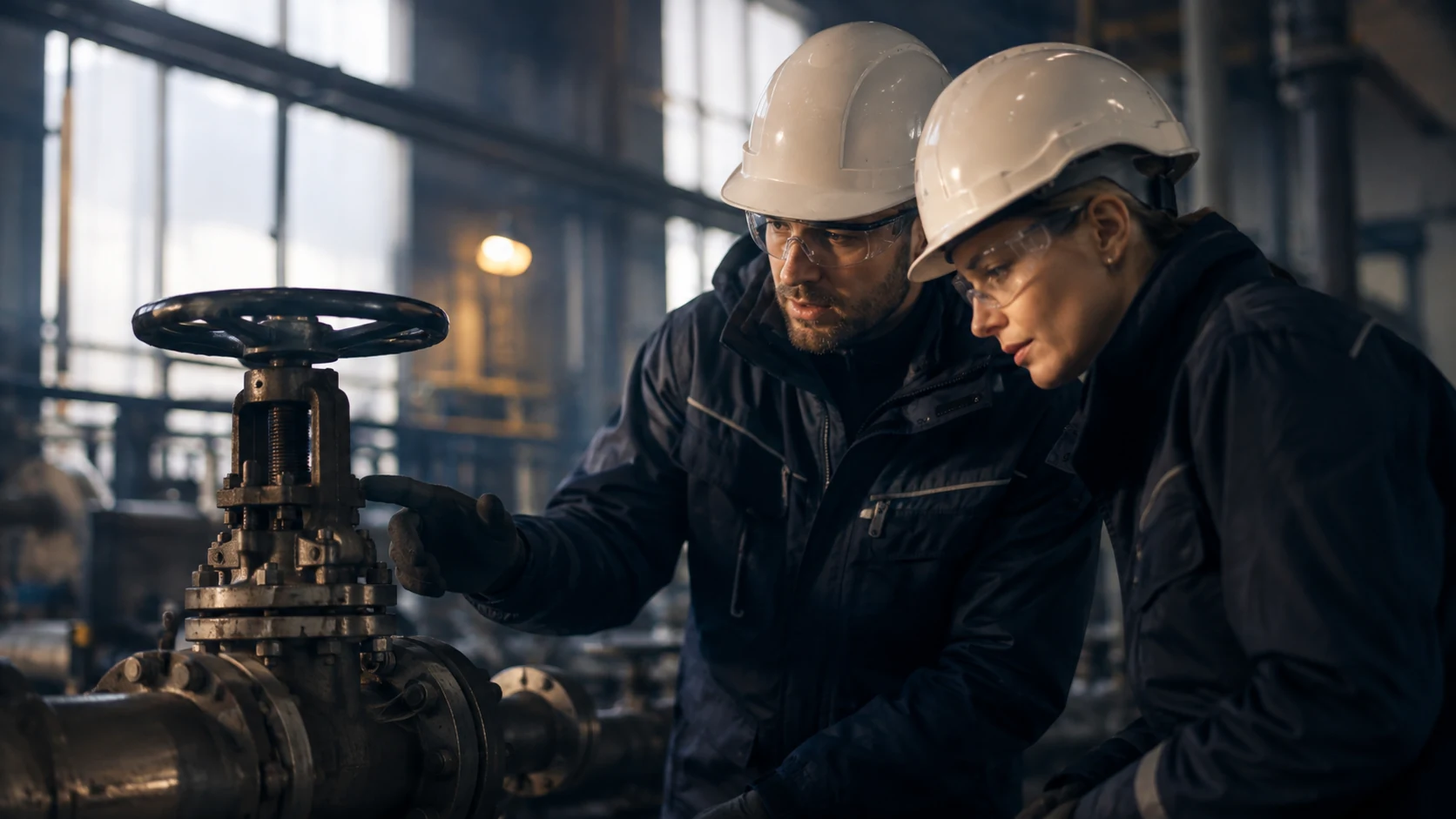 Professionals tijdens praktische B-VCA veiligheidstraining in een industriële omgeving
